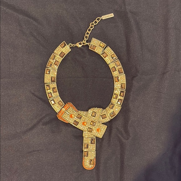 Oscar de la Renta Gold and Orange Statement Necklace